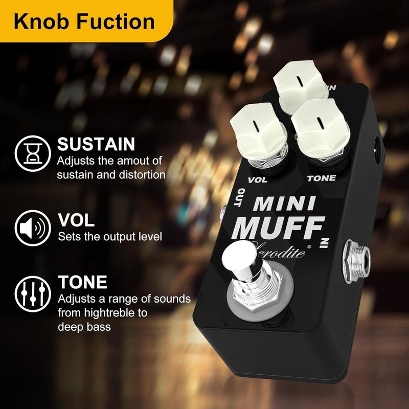 Lerodite Fuzz Mini Muff Guitar Effect Pedal Electric Guitar Distortion True Bypass Full Metal Shell - Image 3